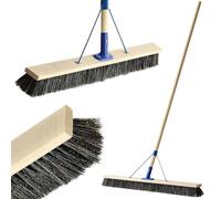 KADAX Balai de Rue Avec Long Manche en Bois, Large et Robuste, Brosse à Récurer Industrielle Pour Sol et Cour (100 cm)