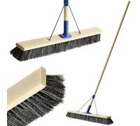 KADAX Balai de Rue Avec Long Manche en Bois, Large et Robuste, Industriel, Brosse à Récurer et à Gratter, Pour Cour (80 cm)