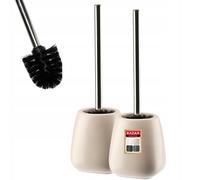 KADAX Lot de 2 Brosse et récipient WC, brosse toilette en céramique longue poignée, 12 x 36 cm, série Pastello (beige)