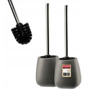 KADAX Lot de 2 Brosse WC avec Poignée Plus Longue et Récipient - en Céramique, 12 x 36 cm, pour Une Toilette Propre, Série Pastello (Anthracite)