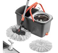 KADAX Balai serpillère rotatif avec fonction essorage, serpillère avec seau à double chambre, serpillère à manche télescopique, serpillère avec seau