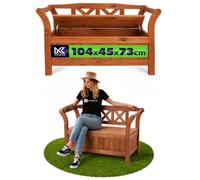 KADAX Banc de Jardin - 119 x 43 x 75 cm - en Panneau de Fibres de Bois - avec Espace de Rangement et Dossier - Résistant aux intempéries - pour Jardin, Balcon - Chêne doré