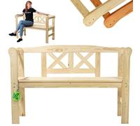 KADAX Banc de Jardin - 119 x 44 x 76 cm - en Bois Massif - avec Dossier - Résistant aux intempéries - pour Jardin, Balcon - Naturel/X