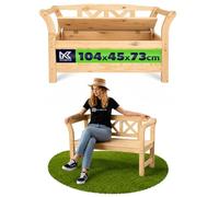 KADAX Banc de Jardin - 119 x 45 x 73 cm - en Panneau de Fibres de Bois - avec Espace de Rangement et Dossier - Résistant aux intempéries - pour Jardin, Balcon - Naturel