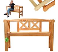 KADAX Banc de Jardin - 120 x 47 x 81,5 cm - en Panneau de Fibres de Bois - avec Espace de Rangement et Dossier - Résistant aux intempéries - pour Jardin, Balcon - Marron/Taille X