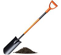KADAX bêche Acier Pointue avec Manche, Pelle en Acier pour Creuser des Trous, bêche de Jardin (121 cm, Noir/Orange)