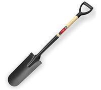 KADAX Bêche de Jardin Avec Poignée en D - Pelle de Drainage en Acier Avec Manche en Bois Pour Creuser des Trous, Planter des Arbres et Arbustes (120 cm)