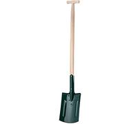 KADAX Bêche de jardinier pour creuser, pelle de jardin avec manche en bois, pelle, pelle funéraire pour jardin, sols durs, pierreux, bêche de jardin en métal (ronde, poignée en T)