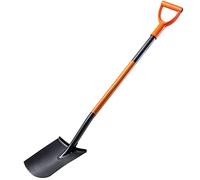 KADAX Bêche L 125 cm Pelle de jardinier avec manche en acier Pelle de jardin Pelle funéraire pour jardin, bêche de jardin avec poignée en métal (plate, noir/orange)