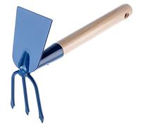 KADAX Binette en métal avec manche en bois, double binette pour le jardin, pour ameublir, aérer et désherber le sol, sarcler (court, rectangle - 3 dents, avec manche en bois)