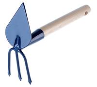 KADAX Binette en métal avec manche en bois, double binette pour le jardin, pour ameublir, aérer et désherber le sol, sarcler (court, forme de cœur - 3 dents, avec manche en bois)