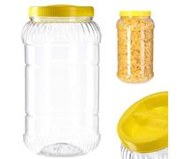 KADAX Bocal avec couvercle, récipient en plastique, récipient avec poignée, contenant en plastique pour aliments, récipient de cuisine (rond 3L)