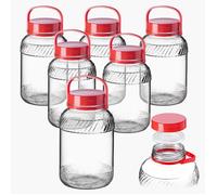 KADAX Jar : récipients en verre de 5 L avec couvercle et poignée pour la conservation du chou, lot de 6
