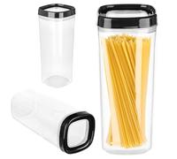 KADAX Bocal de conservation, boîte de rangement transparente en plastique, bocal hermétique avec couvercle, boîtes à verser pour farine, céréales, sucre et pâtes (1800ml, Noir)