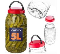 KADAX Bocal de conservation en plastique PET de 5 l avec couvercle, récipient de cuisine, récipient en plastique pour aliments, grand récipient alimentaire