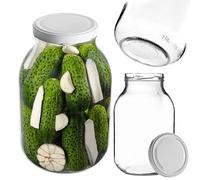 KADAX Bocal en Verre 3L Ø82mm Blanc - pour choucroute, Kimchi, Kombucha, Fermentation | Couvercle à vis hermétique, hermétique, Lave-Vaisselle, BPA-Free | Bocal de Fermentation