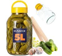 KADAX Bocal en verre, avec pinces, couvercle en plastique, en forme de ballon, pot de conservation pour concombres, imperméable à l'air, 5 l