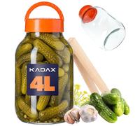 KADAX Bocal en verre, avec pinces, couvercle en plastique, en forme de ballon, pot de conservation pour concombres, imperméable à l'air, 4 l