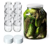 KADAX Bocaux en verre 2,5 L, bocaux de conservation ronds à bouche large, grands bocaux de conservation pour la fermentation, le saumurage des concombres (lot de 8, couvercles blancs)