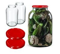 KADAX bocaux en verre 4 l avec couvercle hermétique 100 mm - twist-off métal rouge lot de 2 - couvercle pour bocal de conservation - fermeture hermétique twist-off 100 mm