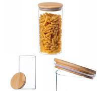 KADAX Bocaux en verre avec couvercle en bambou, bocaux de conservation résistants au lave-vaisselle, bocaux de conservation hermétiques, bocaux de rangement, boîte de rangement pour spaghettis, farine