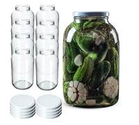 KADAX Bocaux en Verre de 4 L, Bocaux avec Couvercle Hermétique de 100mm pour la Conservation et la Fermentation, Bocaux pour Cornichons (Blanc, Lot de 8)