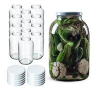 KADAX Bocaux en Verre de 4 L, Bocaux avec Couvercle Hermétique de 100mm pour la Conservation et la Fermentation, Bocaux pour Cornichons (Blanc, Lot de 12)