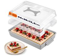 KADAX Boîte à gâteau, à muffins, avec couvercle et poignée, 44 x 30 x 12,5 cm, pour le transport, en plastique et tôle, rectangulaire, qualité alimentaire, grise