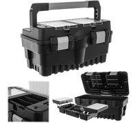 KADAX Boîte à outils 45 x 25 x 24 cm avec poignée de transport et fermetures - Mallette à outils pour ranger les outils (noir/gris)