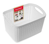 KADAX Boîte de Rangement en Plastique, Panier de Stockage à Conception Ouverte et Poignées Robustes pour Organiser la Salle de Bain (Blanc, 6.6L)