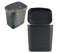 KADAX Boîte de rangement pour détergent à lessive avec couvercle, seau de rangement pour détergent, poudre à laver, en plastique, noir
