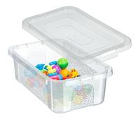 KADAX Boîte de rangement rectangulaire avec couvercle, boîte de rangement, conteneur empilable, boîte en plastique, boîte de rangement peu encombrante (4,5 L, transparente)