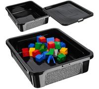 KADAX Boîte de rangement rectangulaire avec couvercle, empilable, en plastique, peu encombrante, 10 l, noire