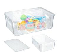 KADAX Boîte de rangement rectangulaire avec couvercle, empilable, en plastique, peu encombrante, 11 l, transparente