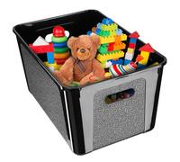 KADAX Boîte de rangement rectangulaire avec couvercle, empilable, en plastique, peu encombrante, 17 l, noire