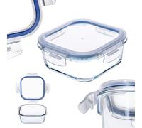 KADAX Boîte en Verre avec Clips de Fermeture pour Conservation Alimentaire, Récipient Transparent avec Couvercle Hermétique (Carré, 320 ml)
