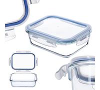 KADAX Boîte en Verre avec Clips de Fermeture pour Conservation Alimentaire, Récipient Transparent avec Couvercle Hermétique (Rectangulaire, 370 ml)