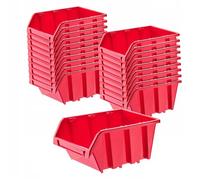 KADAX Boîtes de Rangement Murales, Boîtes Empilables en Plastique pour Organiser Vos Outils (Lot de 20 : Rouge, 195 x 120 mm)