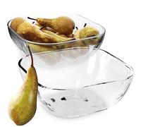 KADAX Bol en Verre, saladier carré en Verre résistant, Bol à Salade de 3 Tailles différentes, Bol en Verre Lavable au Lave-Vaisselle, Bol Transparent pour Fruits (20 cm, Lot de 2)