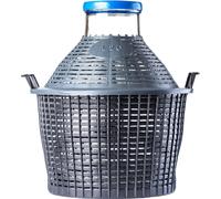 KADAX Bonbonne en verre avec panier en plastique "Fonte", ouverture large, bonbonne de vin, bouteilles, cuve de fermentation, 20L