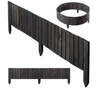 KADAX Bordure de Pelouse en Bois Flexible 116 x 20 cm - Clôture de Jardin Enroulable - Parterre et Tonte - Anthracite