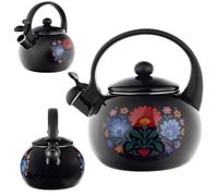KADAX Bouilloire 2,2L en Acier Émaillé, Bouilloire Sifflet avec Poignée Résistante à la Chaleur et Sifflet, Bouilloire à Thé pour Cuisinière à Induction, Cuisinière à Gaz & Cuisinière Électrique