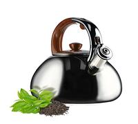 KADAX bouilloire à sifflet en acier inoxydable, 2,5 l, avec poignée antidérapante, carafe d'eau, pour plaques électriques, à gaz et en vitrocéramique (argent)