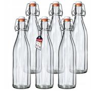 KADAX Bouteille en Verre de 750ml avec Bouchon Hermétique pour la Conservation des Boissons, Parfaite pour la Limonade (Lot de 6)