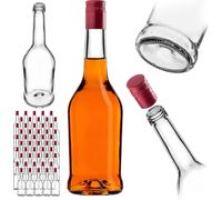 KADAX Bouteilles à liqueur 500ml, 50 pièces, Bouteilles vides pour remplir huile, vinaigre, liqueur, vin et eau-de-vie, Bouteilles en verre, Bouteilles à liqueur, Bouteilles à jus (rouge, long)