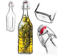 KADAX Bouteilles en Verre 1L à Fermeture mécanique - Grandes Bouteilles à Fermeture mécanique à remplir pour jus, vin et Kombucha