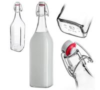 KADAX Bouteilles en Verre 1L à Fermeture mécanique - Grandes Bouteilles à Fermeture mécanique à remplir pour jus, vin et Kombucha