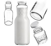 KADAX Bouteilles en Verre 1L avec Bouchon à vis 1 pièce - Bouteilles de Lait vides à remplir pour jus, Smoothies, Lait et sirop, Conservation Alimentaire