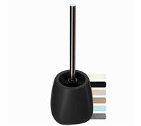 KADAX Brosse de Toilette et Récipient, Manche Plus Long, en Céramique 12 x 36 cm, Set pour Une Toilette Propre, Série Pastello (Noir 2)