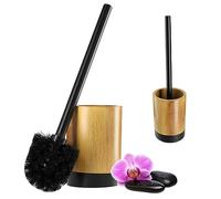 KADAX Brosse WC avec Motif en Bois, Porte-Brosse en Polyrésine, Poignée Amovible pour Salle de Bain et WC d'Invités (Bois Noir)